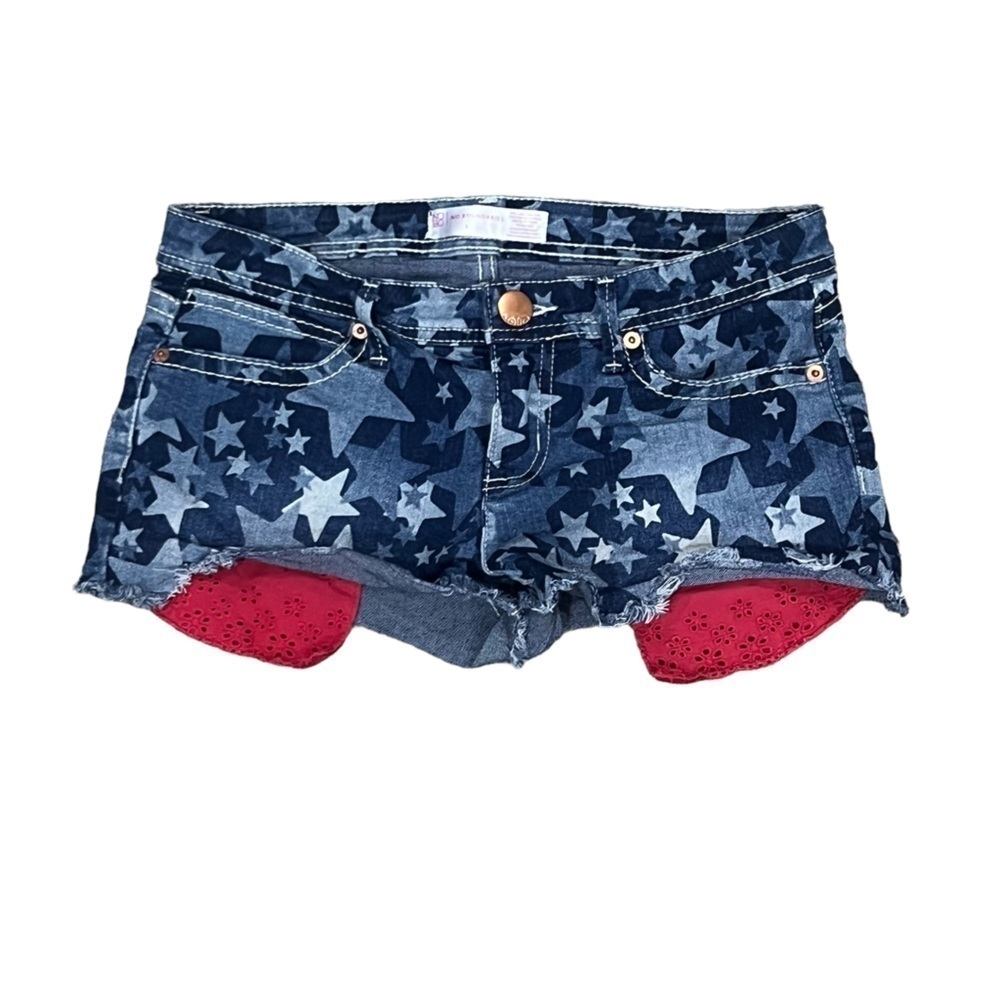 No Boundaries Star Patriotic Cut Off Jean Short Shorts Size 5 Women’s